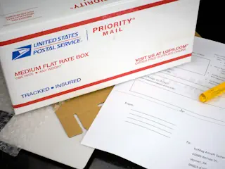 Shipping box with an order form